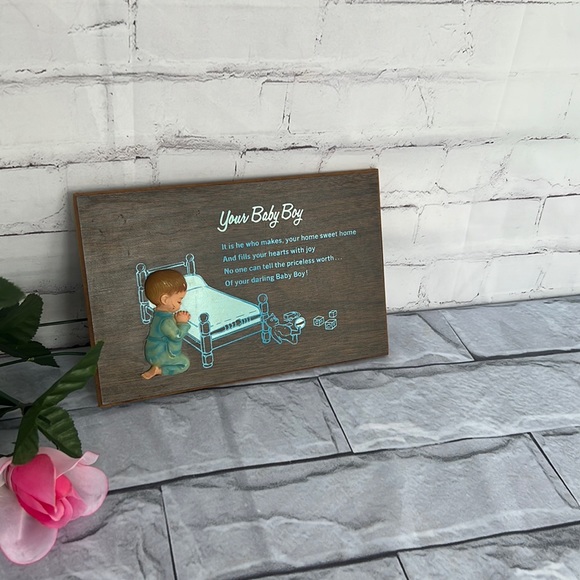 Your Baby Boy hanging wall Vintage Nursery Decor/plaque - Picture 1 of 7